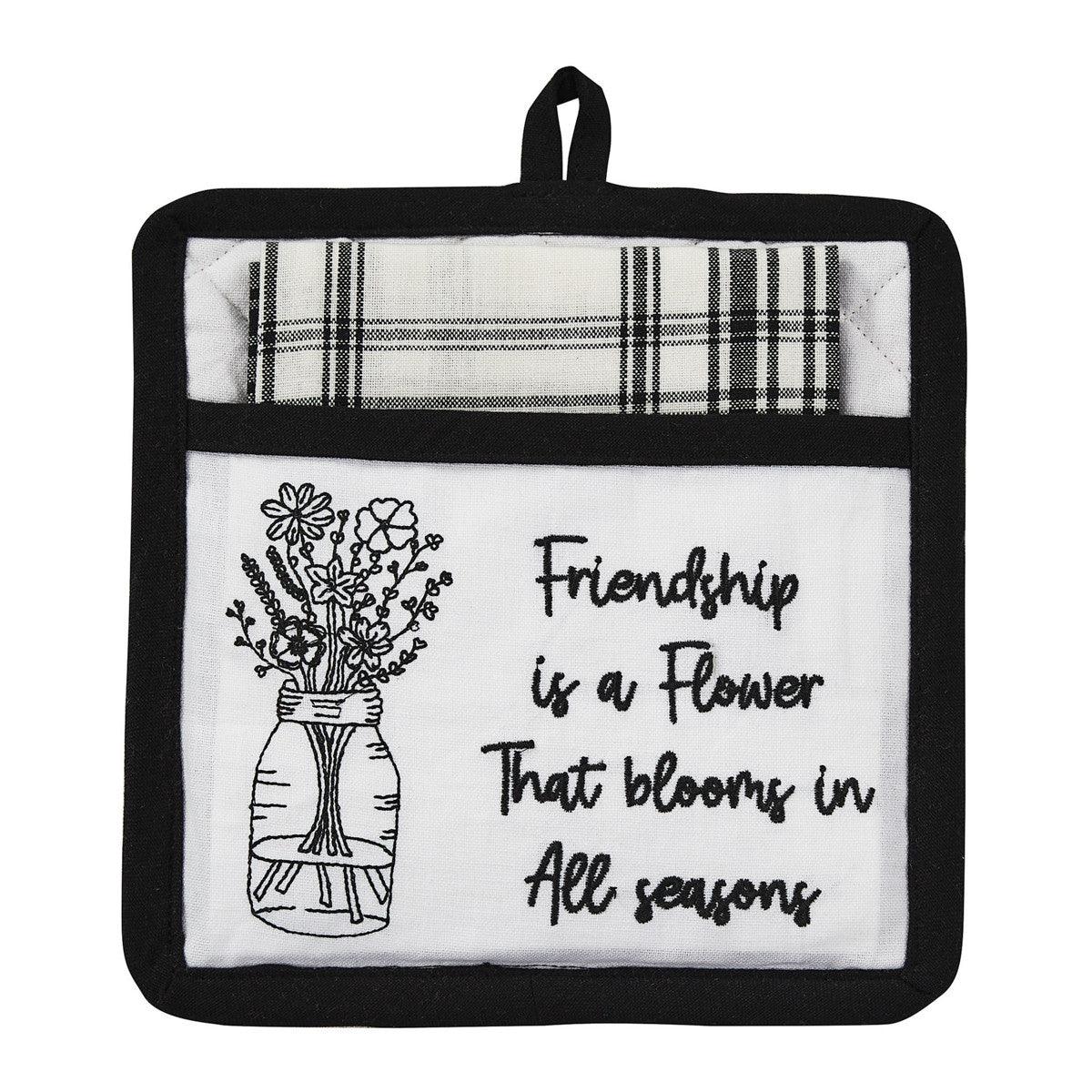 Friendship Is Flower Pocket Potholder Set of 3 Park Designs - The Fox Decor