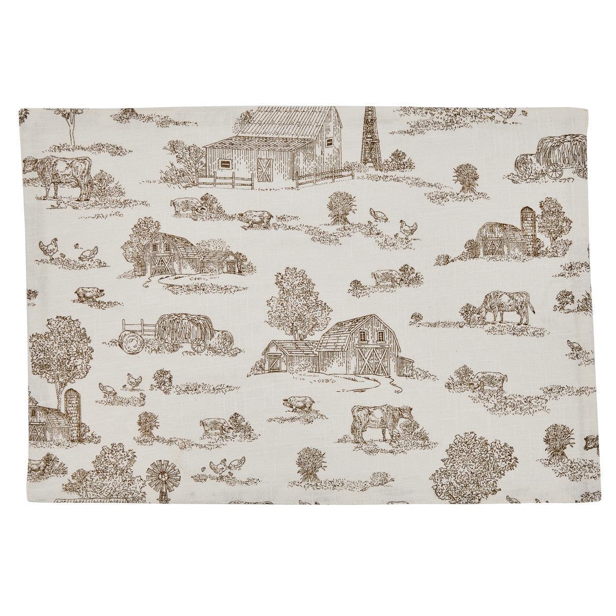 Down On The Farm Toile Placemats - Set of 12 Park Designs - The Fox Decor