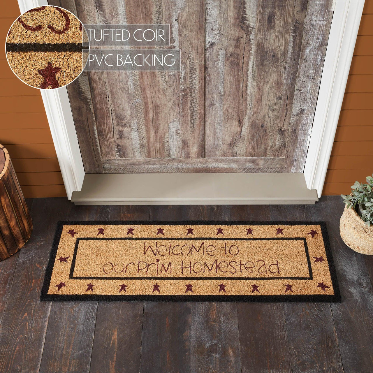 Connell Coir Welcome Rug Rect Stars 17x48 - The Fox Decor