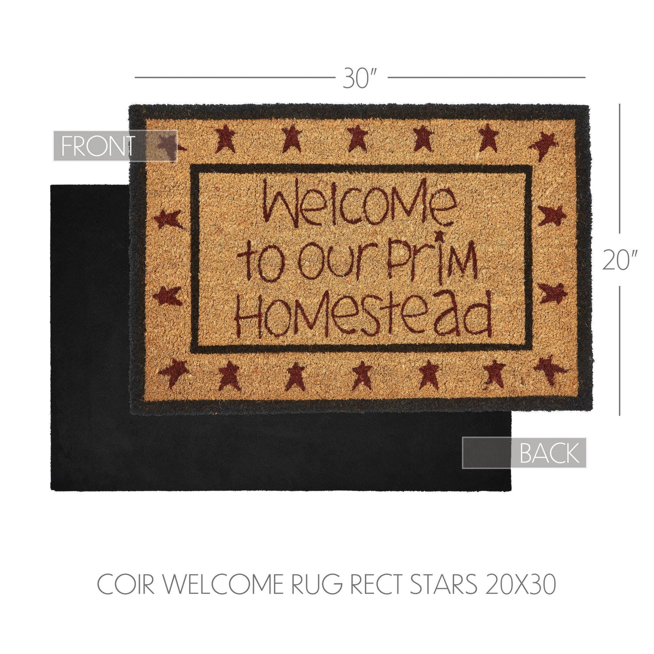 Connell Coir Welcome Rug Rect Stars 20x30 - The Fox Decor