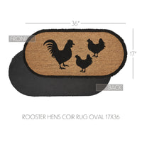 Down Home Rooster & Hens Coir Rug Oval 17x36 - The Fox Decor