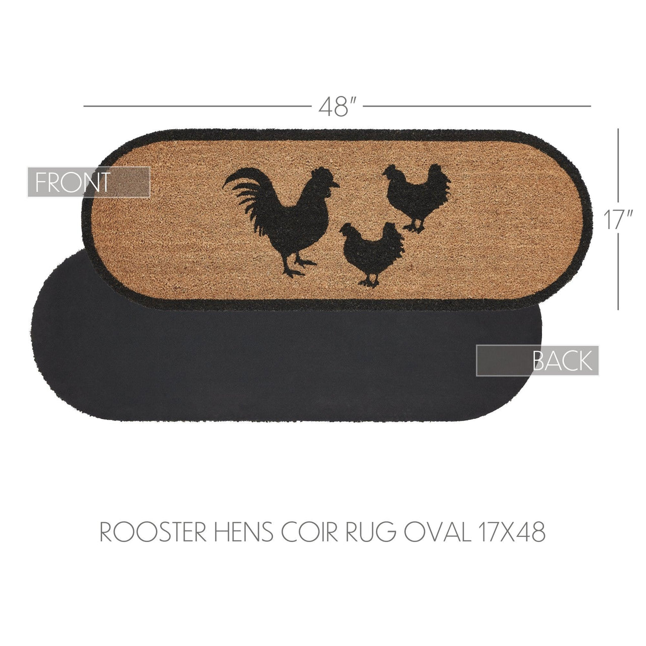 Down Home Rooster & Hens Coir Rug Oval 17x48 - The Fox Decor