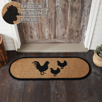 Down Home Rooster & Hens Coir Rug Oval 17x48 - The Fox Decor