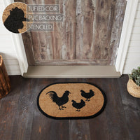 Down Home Rooster & Hens Coir Rug Oval 20x30 - The Fox Decor