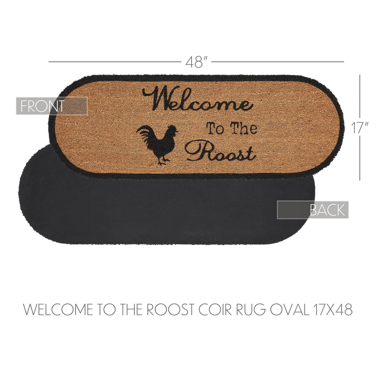 Down Home Welcome to the Roost Coir Rug Oval 17x48 - The Fox Decor