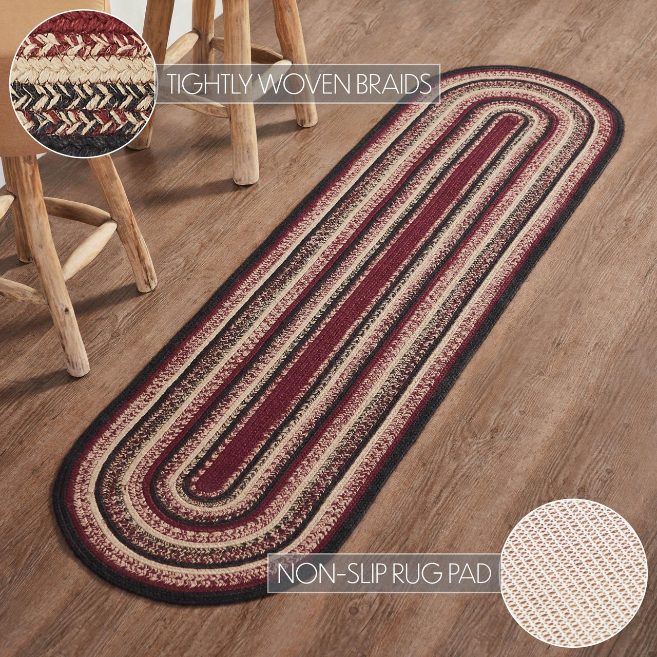 Connell Jute Rug/Runner Oval w/ Pad 22x78 - The Fox Decor
