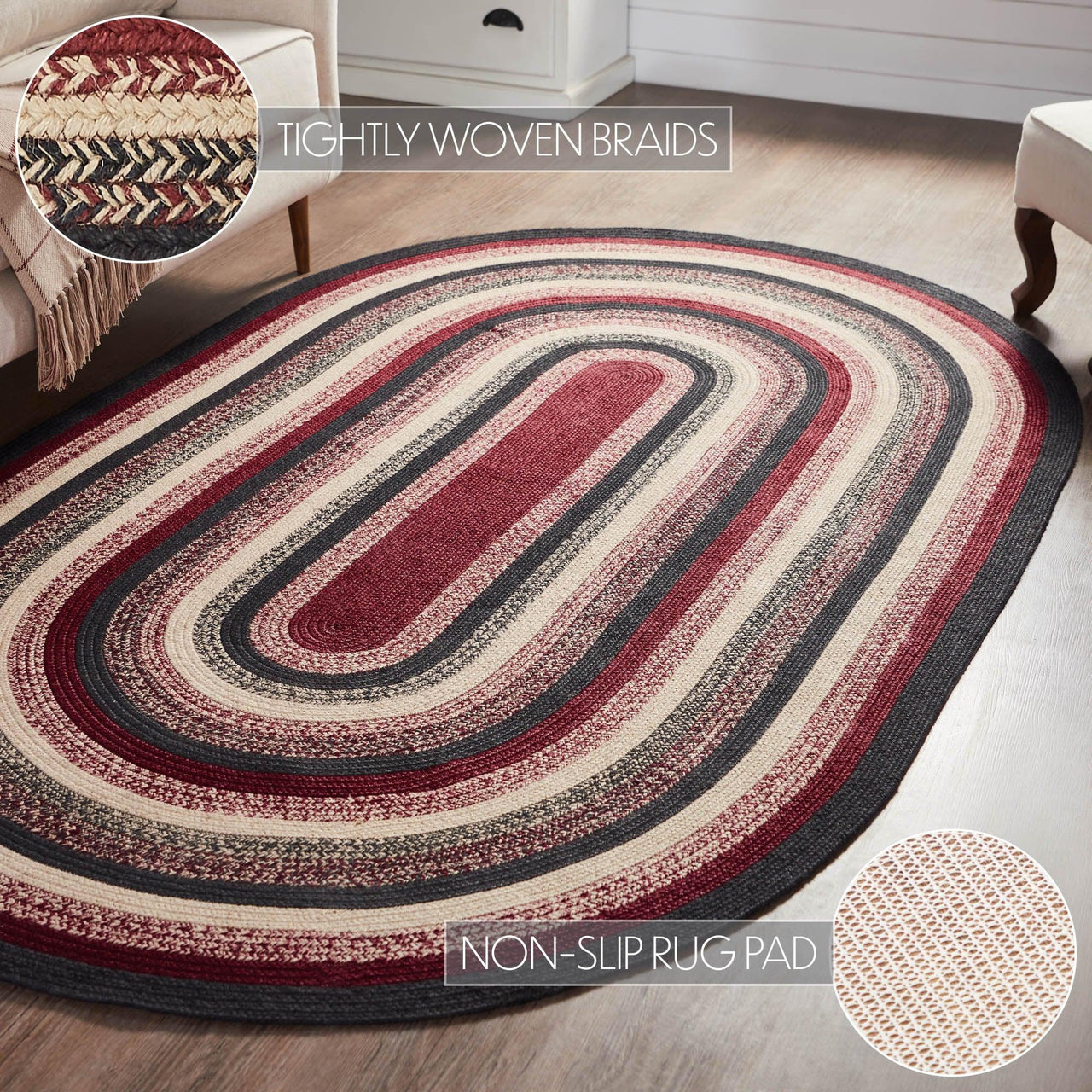 Connell Jute Rug Oval w/ Pad 60x96 - The Fox Decor