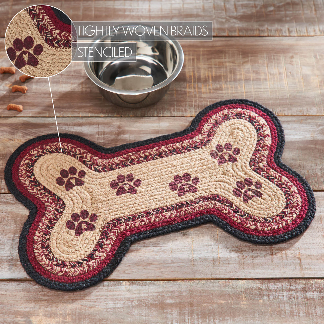 Connell Small Bone Rug Stencil Paws 11.5"x17.5" VHC Brands - The Fox Decor