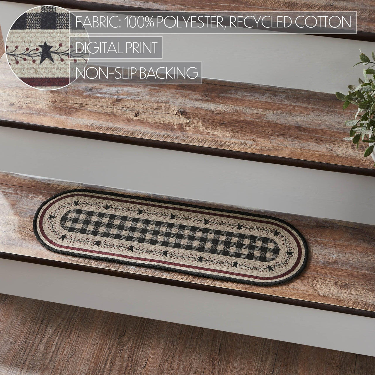 Pip Vinestar Polyester Stair Tread Oval Latex 8.5x27 - The Fox Decor