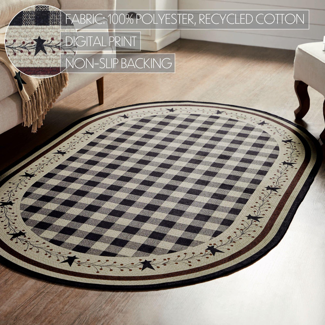 Pip Vinestar Polyester Rug Oval 48x72 - The Fox Decor