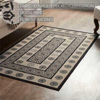 Custom House Black Tan Jacquard Polyester Rug Rect 36x60 - The Fox Decor