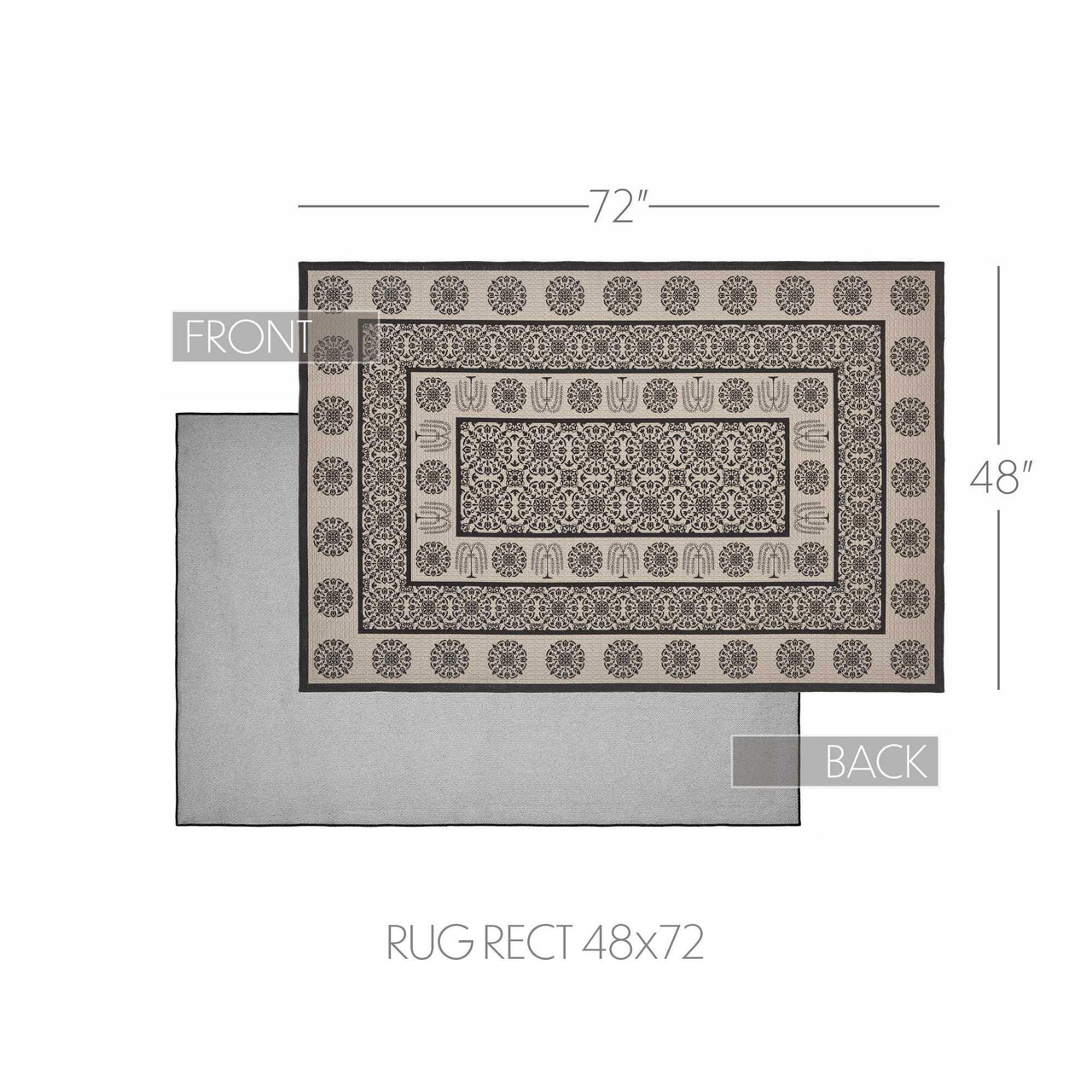 Custom House Black Tan Jacquard Polyester Rug Rect 48x72 - The Fox Decor