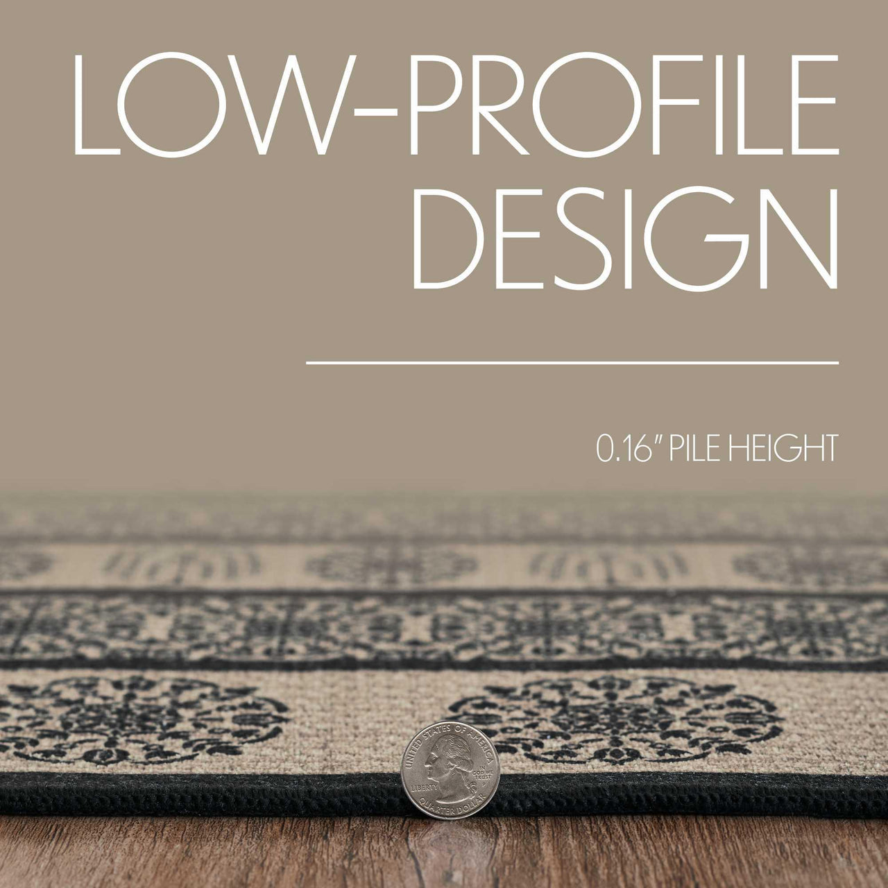 Custom House Black Tan Jacquard Polyester Rug Rect 48x72 - The Fox Decor