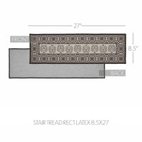 Custom House Black Tan Jacquard Polyester Stair Tread Rect Latex 8.5x27 - The Fox Decor