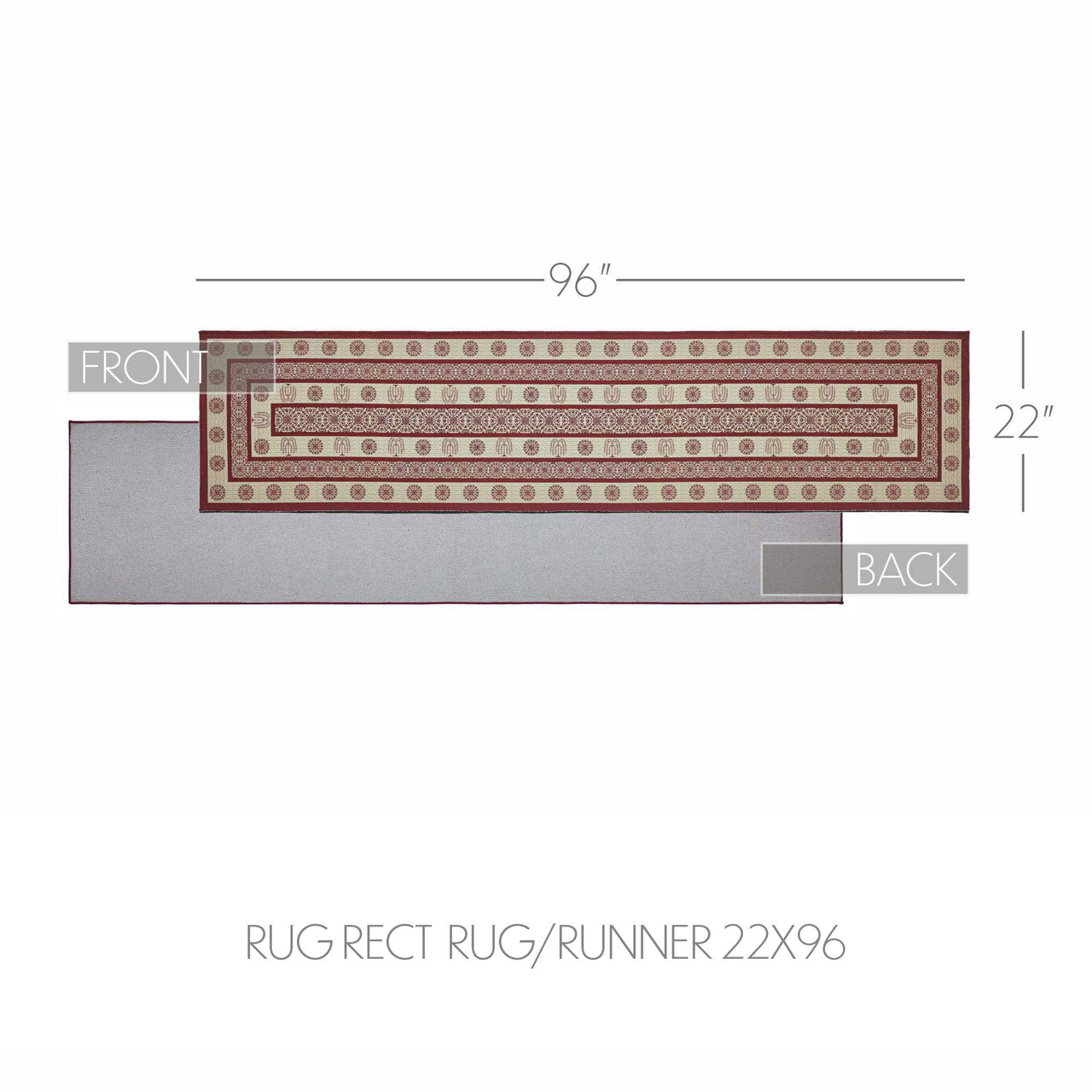 Custom House Burgundy Tan Jacquard Polyester Rug/Runner Rect 22x96" VHC Brands - The Fox Decor