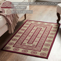 Custom House Burgundy Tan Jacquard Polyester Rug Rect 27x48 - The Fox Decor