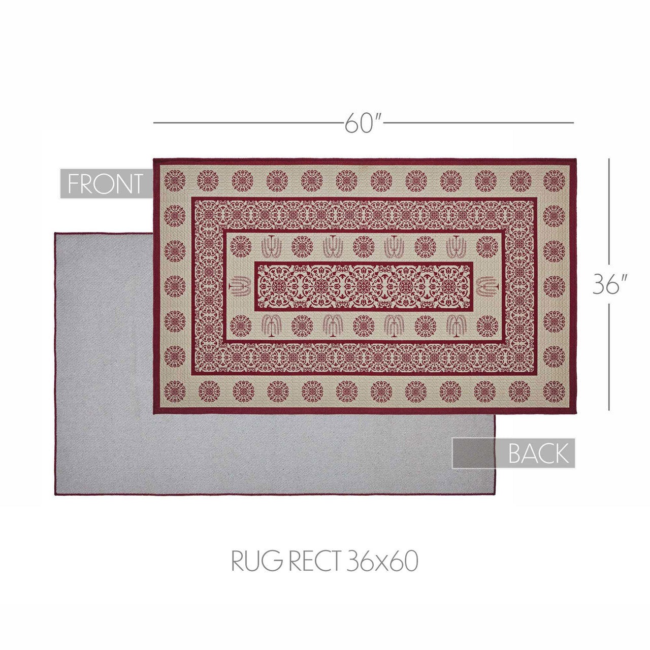 Custom House Burgundy Tan Jacquard Polyester Rug Rect 36x60" (3x5') VHC Brands - The Fox Decor