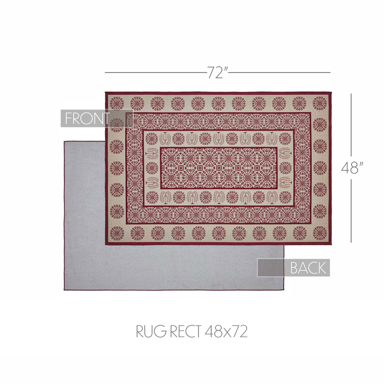 Polyester Rug Side View Custom House Burgundy Tan Jacquard Polyester Rug Rect 48