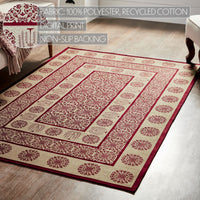 Custom House Burgundy Tan Jacquard Polyester Rug Rect 48