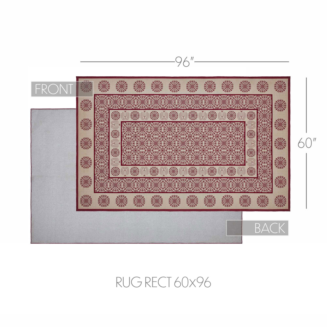Custom House Burgundy Tan Jacquard Polyester Rug Rect 60"x96" (5x8') VHC Brands - The Fox Decor