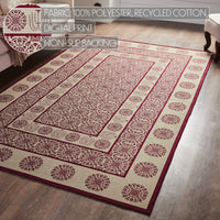 Custom House Burgundy Tan Jacquard Polyester Rug Rect 60