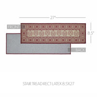 Custom House Burgundy Tan Jacquard Polyester Stair Tread Rect Latex 8.5x27 - The Fox Decor