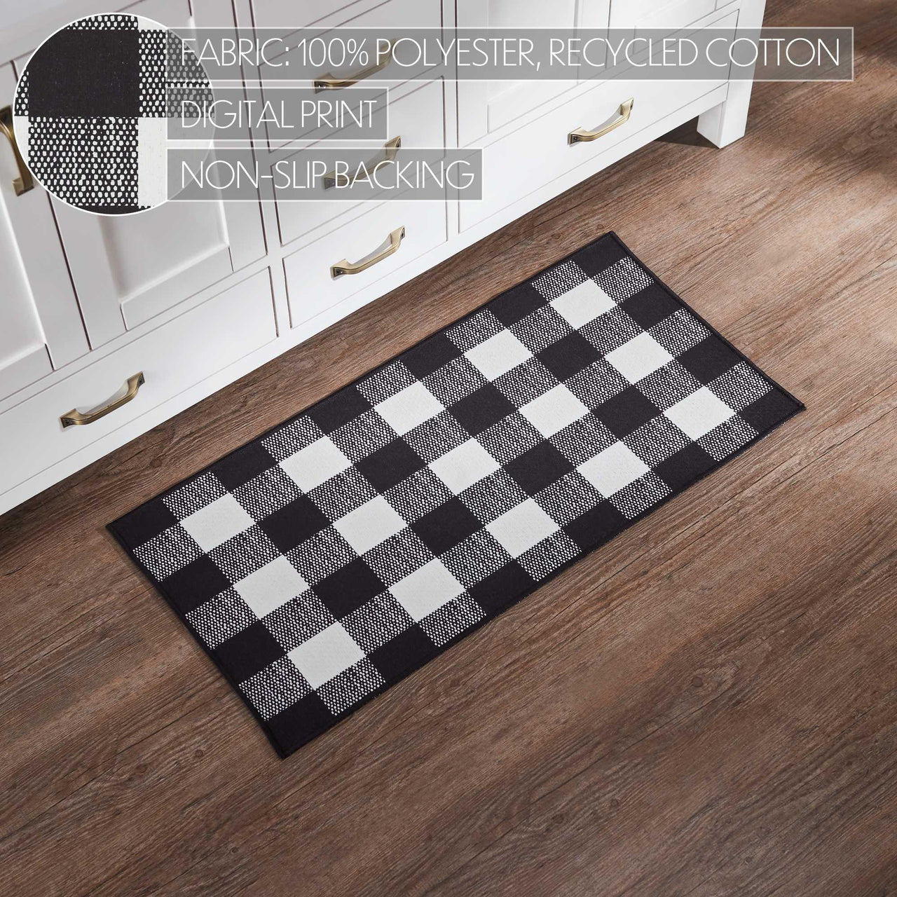 Annie Buffalo Check Black Polyester Rug Rect 17x36 - The Fox Decor