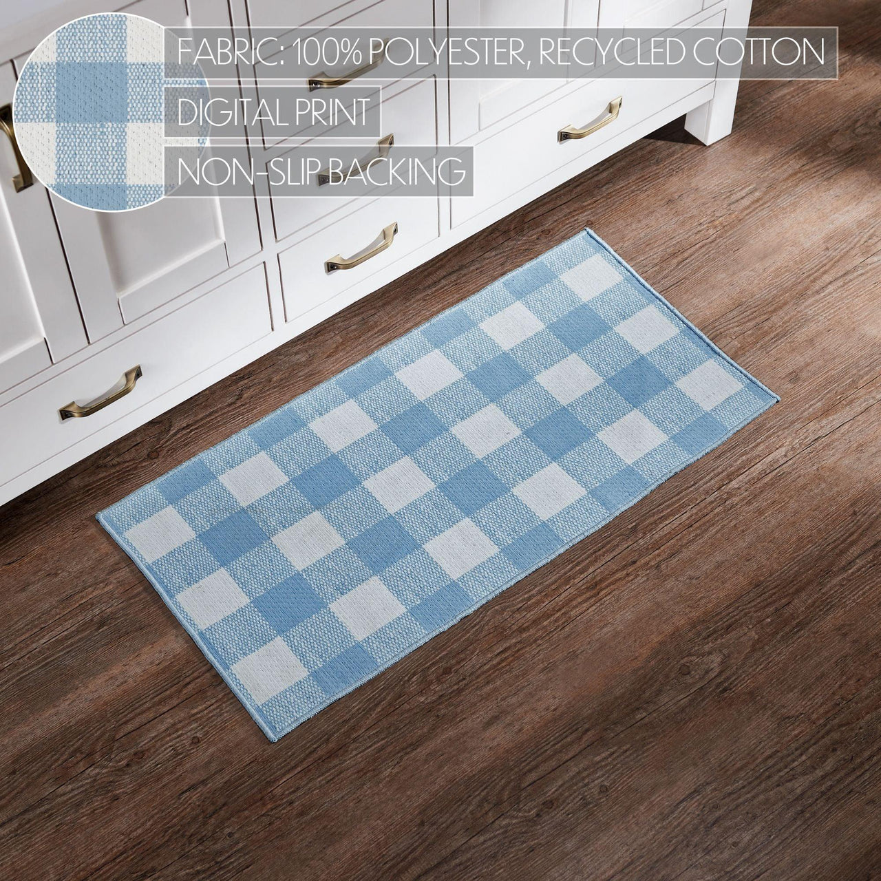 Annie Buffalo Check Blue Polyester Rug Rect 17x36 - The Fox Decor