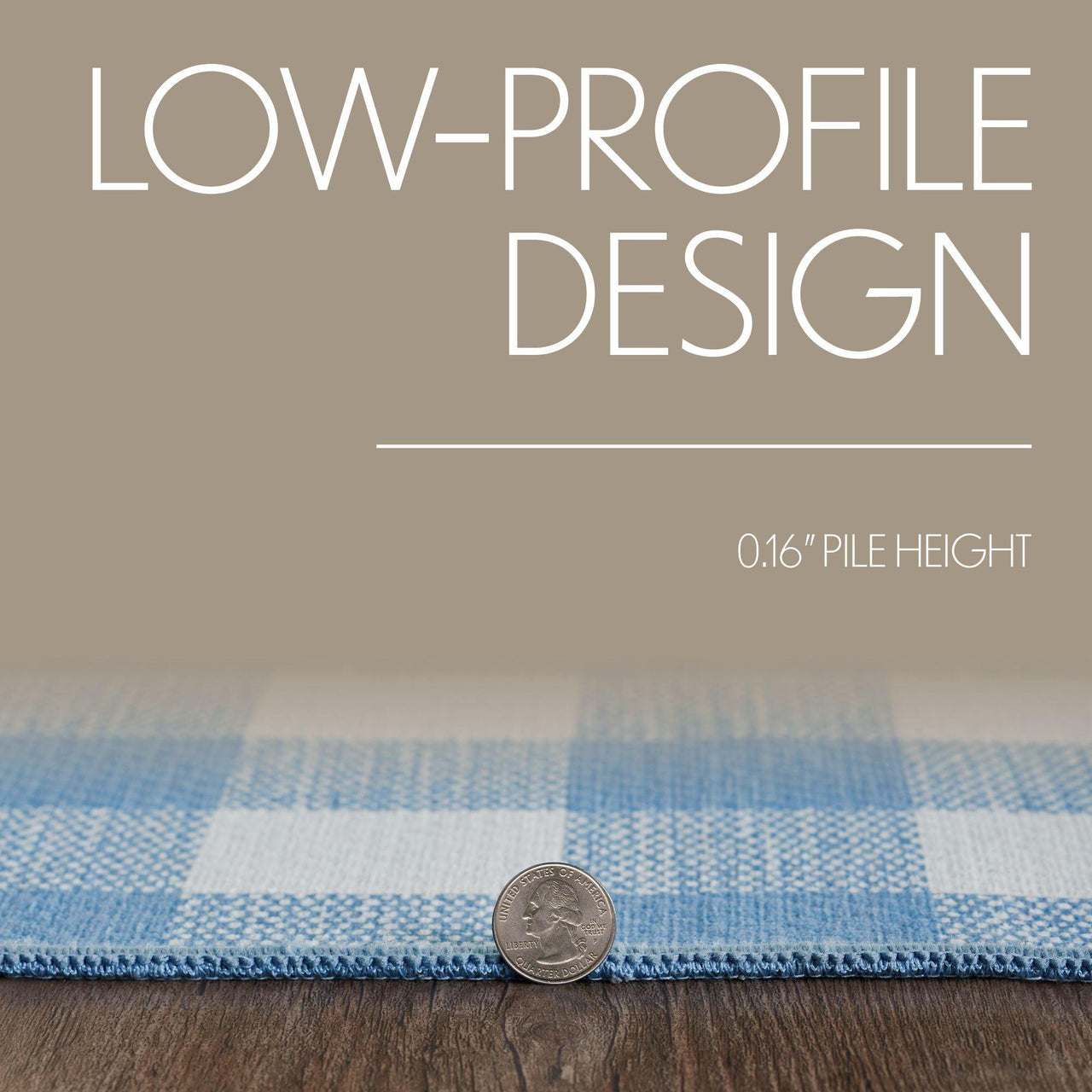 Annie Buffalo Check Blue Polyester Rug Rect 17x36 - The Fox Decor