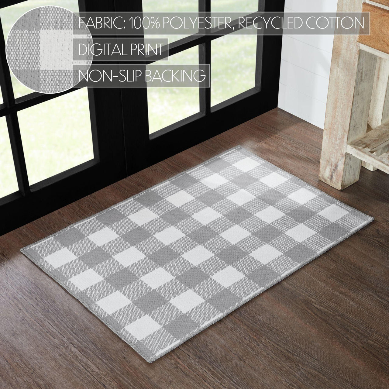 Annie Buffalo Check Grey Polyester Rug Rect 24x36 - The Fox Decor