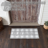 Annie Buffalo Check Grey Welcome Polyester Rug Rect 17x36 - The Fox Decor