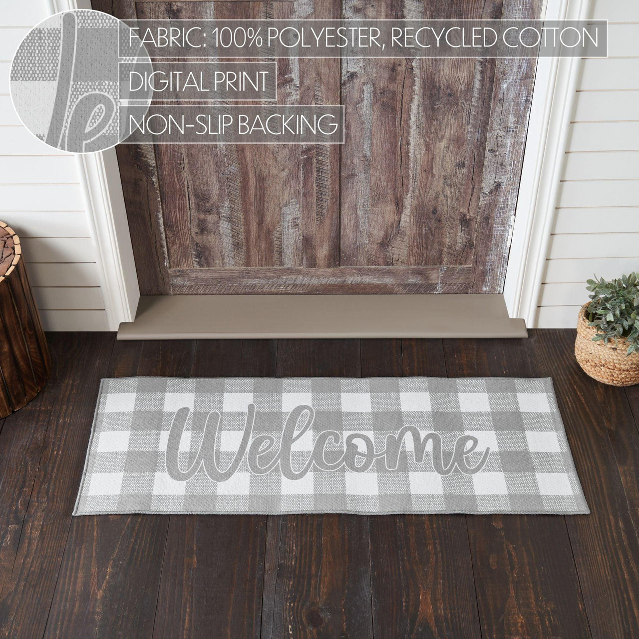 Annie Buffalo Check Grey Welcome Polyester Rug Rect 17x48 - The Fox Decor