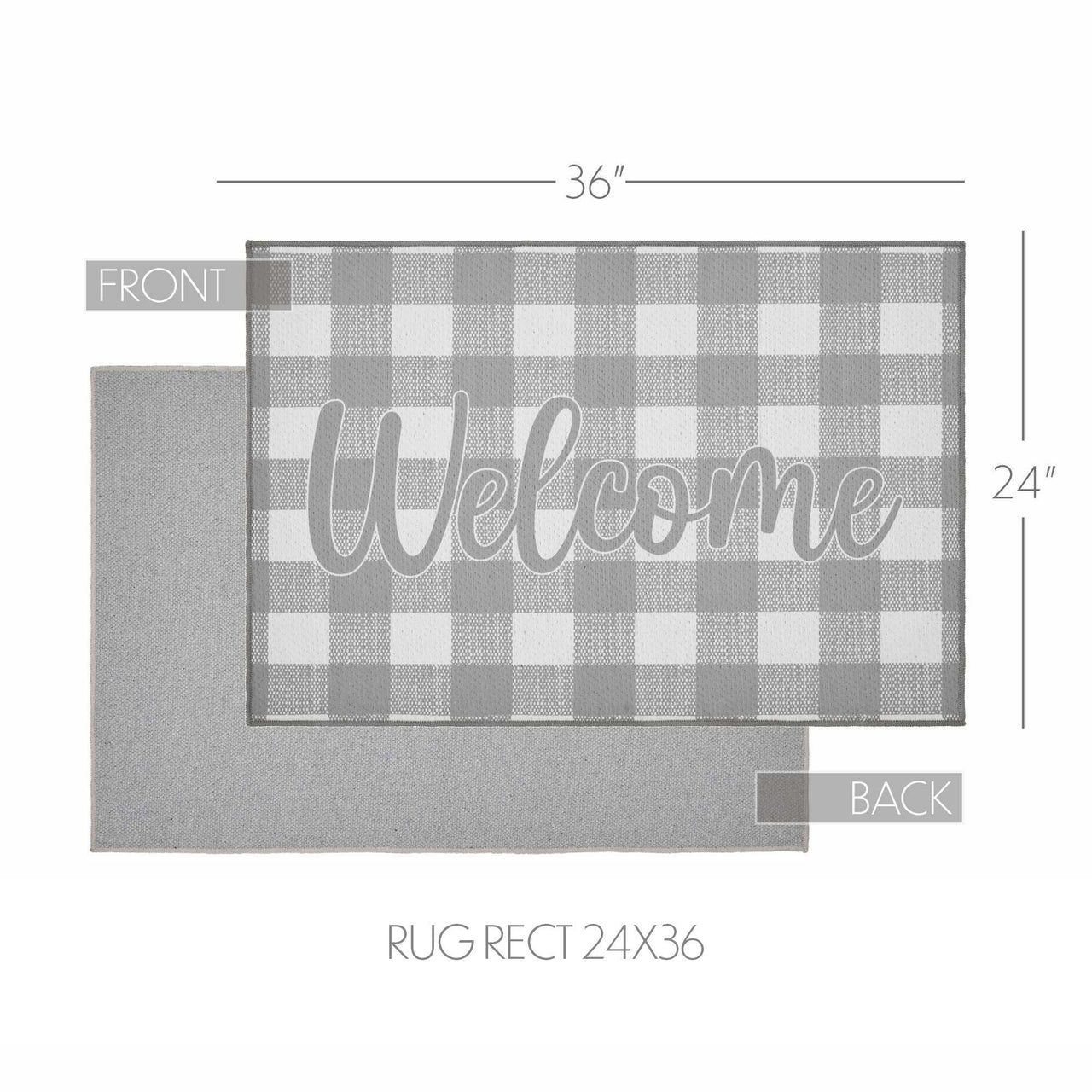 Annie Buffalo Check Grey Welcome Polyester Rug Rect 24x36 - The Fox Decor