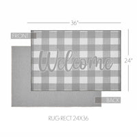 Annie Buffalo Check Grey Welcome Polyester Rug Rect 24x36 - The Fox Decor