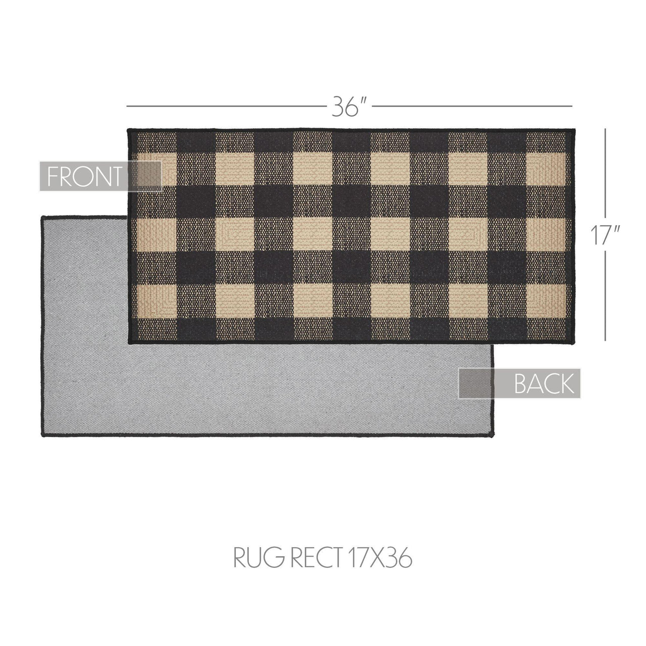 Black Check Polyester Rug Rect 17x36 - The Fox Decor