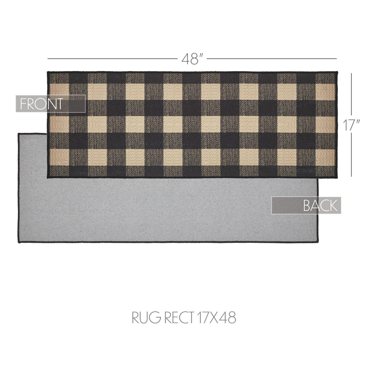 Black Check Polyester Rug Rect 17x48 - The Fox Decor