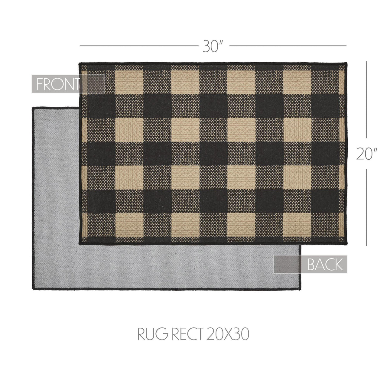 Black Check Polyester Rug Rect 20x30 - The Fox Decor