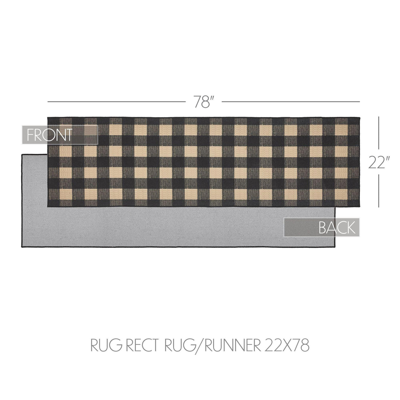 Black Check Polyester Rug/Runner Rect 22x78 - The Fox Decor