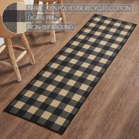 Black Check Polyester Rug/Runner Rect 22x78 - The Fox Decor