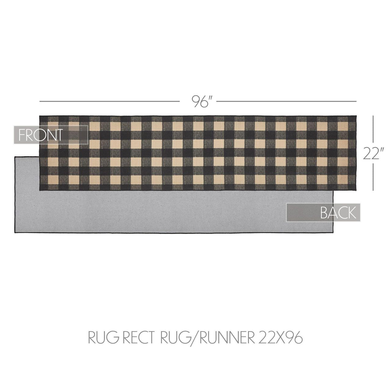Black Check Polyester Rug/Runner Rect 22x96 - The Fox Decor
