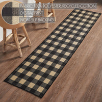 Black Check Polyester Rug/Runner Rect 22x96 - The Fox Decor