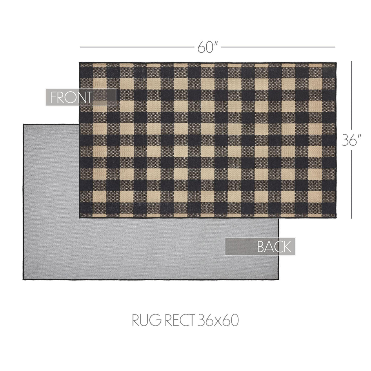 Black Check Polyester Rug Rect 36x60 - The Fox Decor