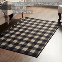 Black Check Polyester Rug Rect 36x60 - The Fox Decor