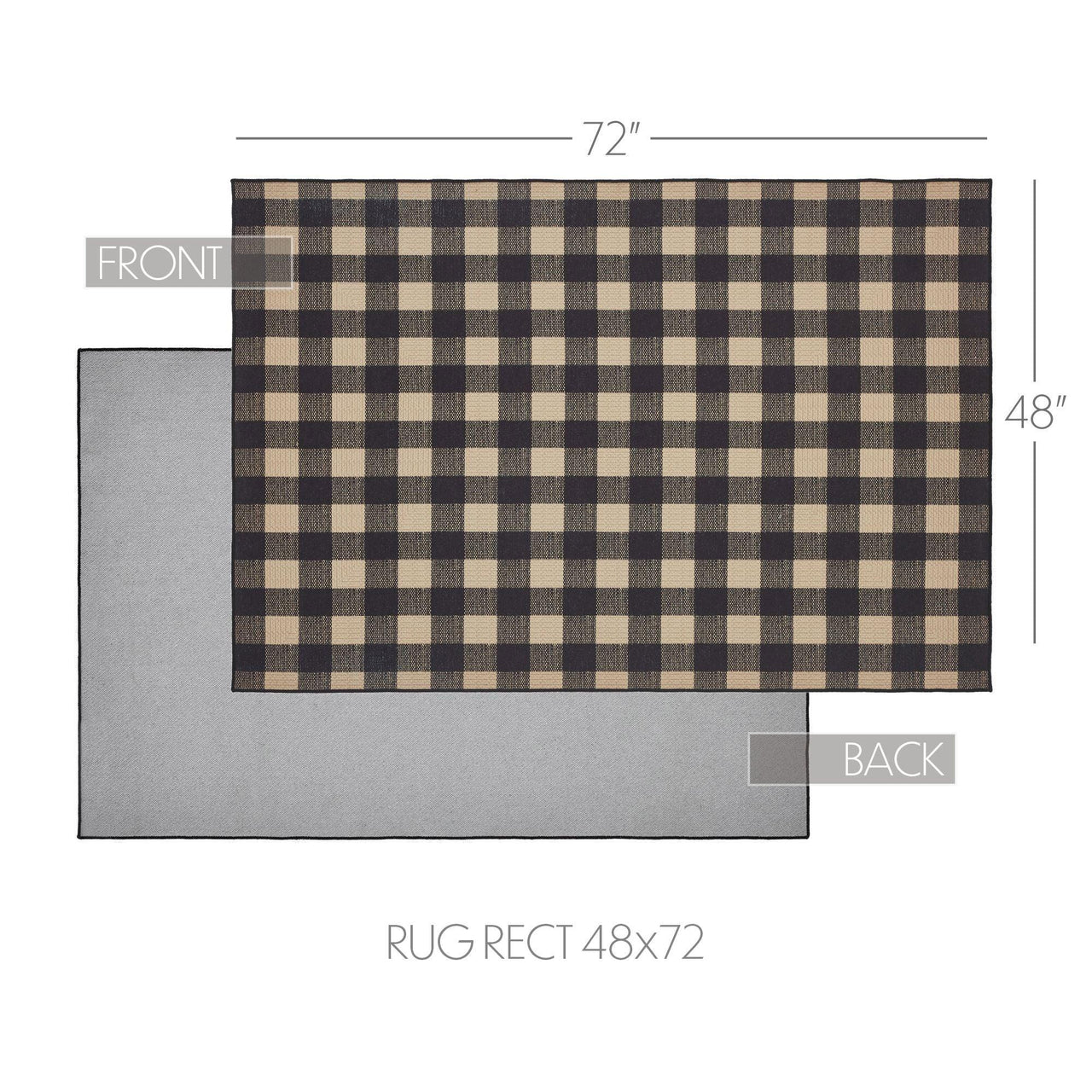 Black Check Polyester Rug Rect 48x72 - The Fox Decor