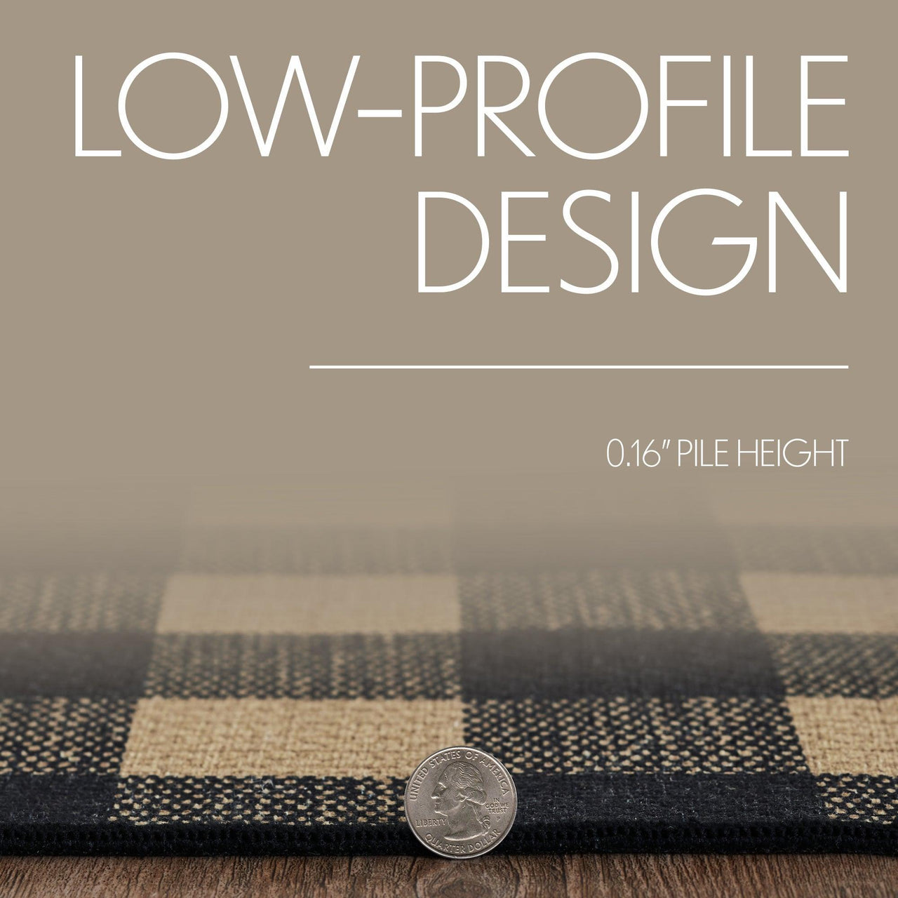 Black Check Polyester Rug Rect 48x72 - The Fox Decor