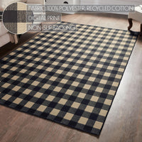 Black Check Polyester Rug Rect 60x96 - The Fox Decor