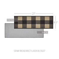 Black Check Polyester Stair Tread Rect Latex 8.5x27 - The Fox Decor