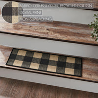 Black Check Polyester Stair Tread Rect Latex 8.5x27 - The Fox Decor