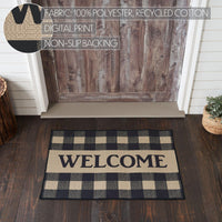 Black Check Welcome Polyester Rug Rect 24x36 - The Fox Decor