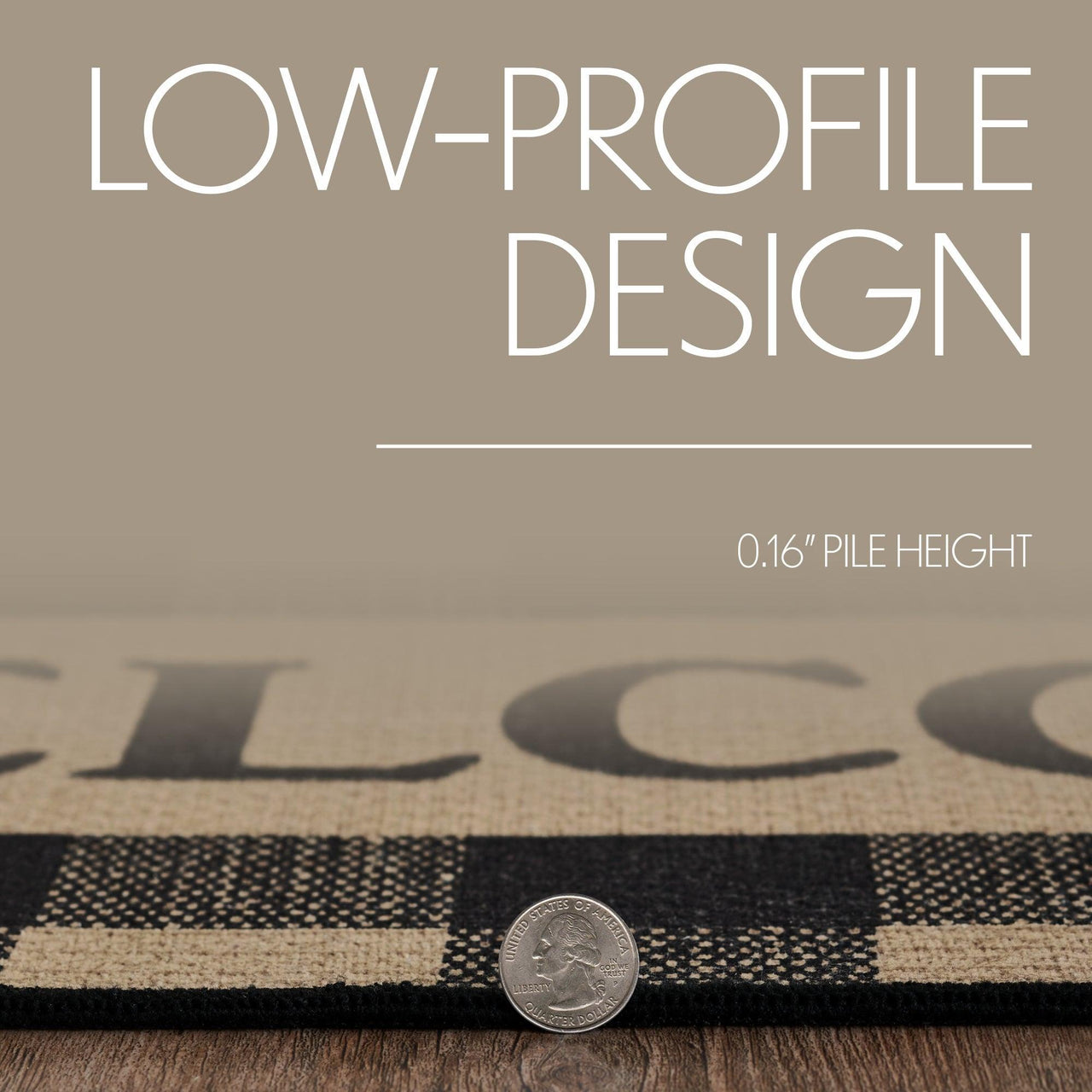 Black Check Welcome Polyester Rug Rect 24x36 - The Fox Decor